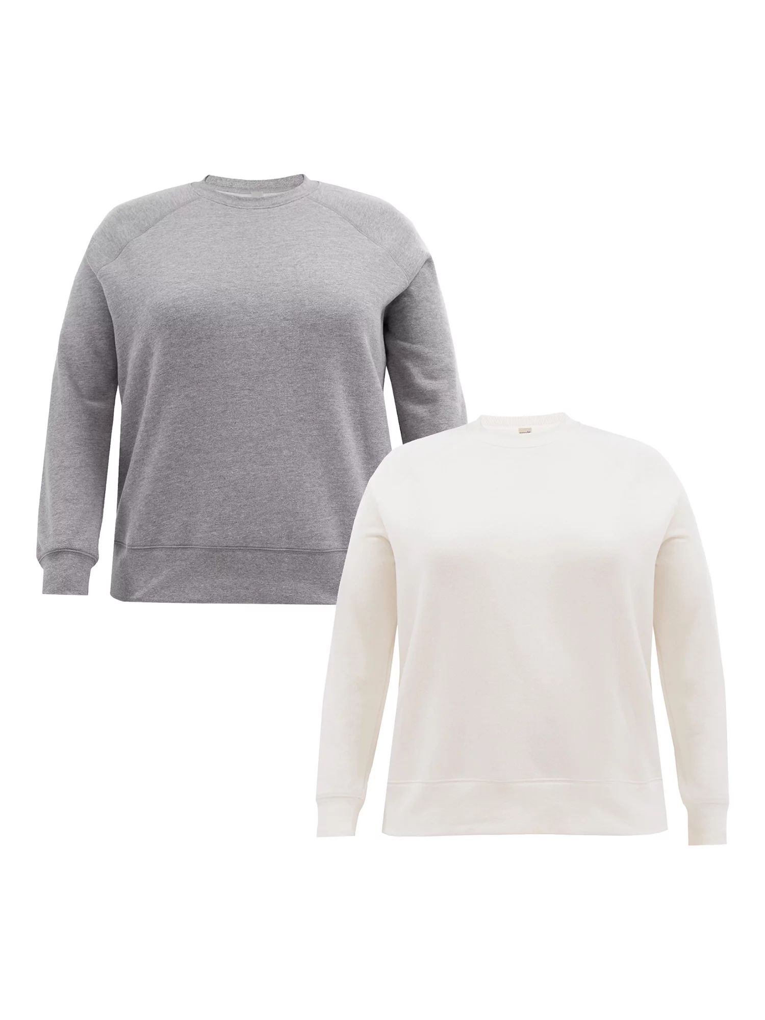 Terra & Sky Women's Plus Relaxed Fit Long Sleeve Fleece Sweatshirts, 2-Pack | Walmart (US)