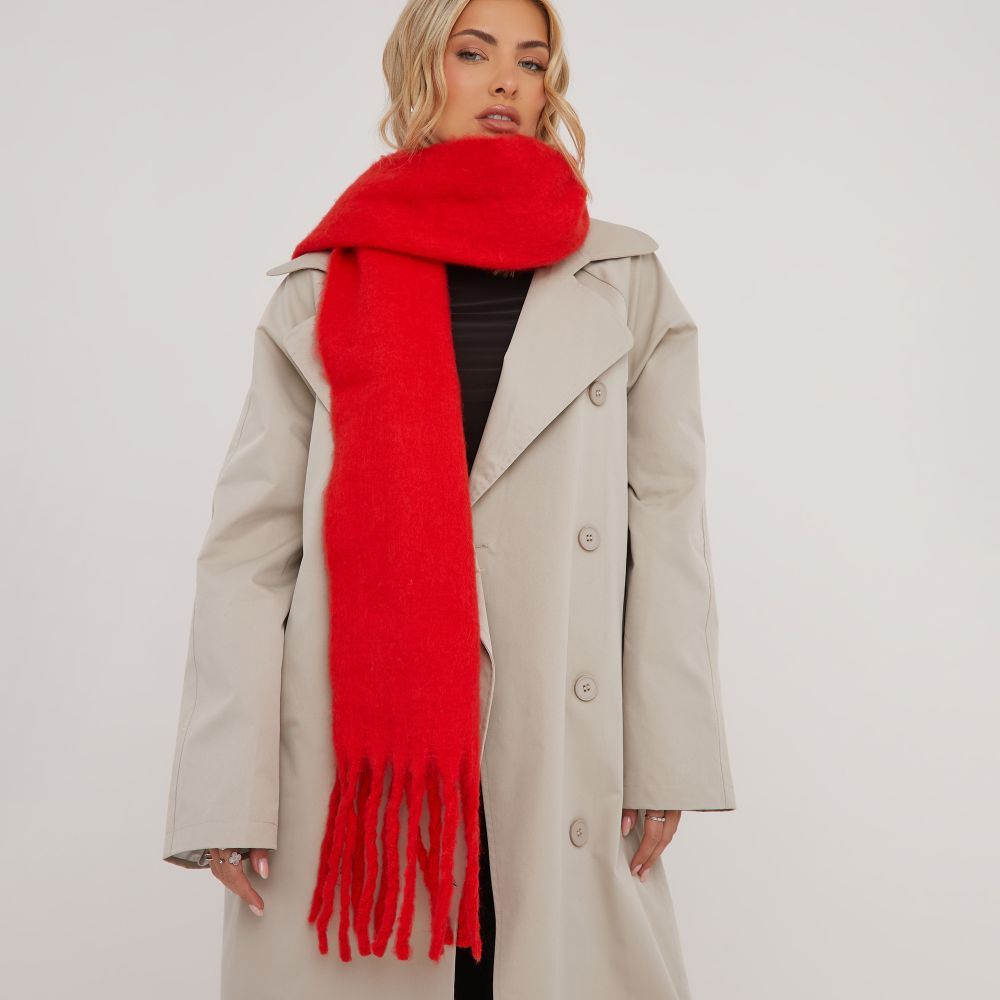 Oversized Scarf In Red | Ego Shoes (UK)