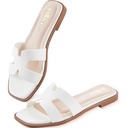 AprCoco Women's Flat Sandals Dressy Classic H-Band Flats Sandals Summer Beach Vacations Slide San... | Amazon (US)