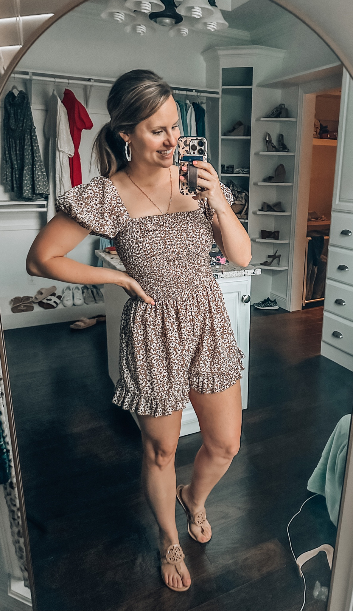 Casual summer outfit! Romper / jumpsuit from amazon! Wearing size m. Love the ruffle hem shorts and floral print! 

Amazon fashion, jumpsuits, rompers, overalls, flip flops, sandals, hoop earrings, scalloped earrings. 

#LTKSeasonal #LTKFind #LTKunder50