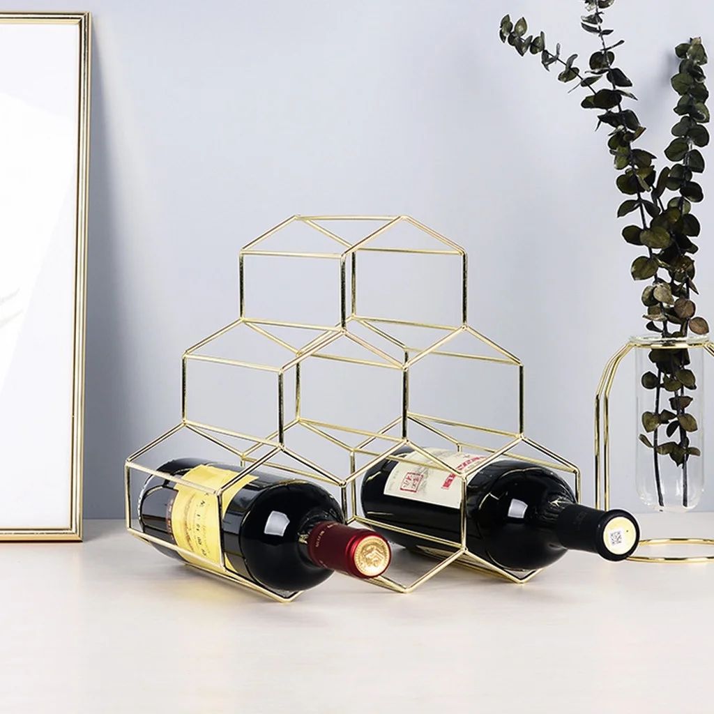 Tuscom 6 Bottles Metal Wine Rack Free Standing Tabletop Gold Wine Rack Countertop Wine Bottle Hol... | Walmart (US)