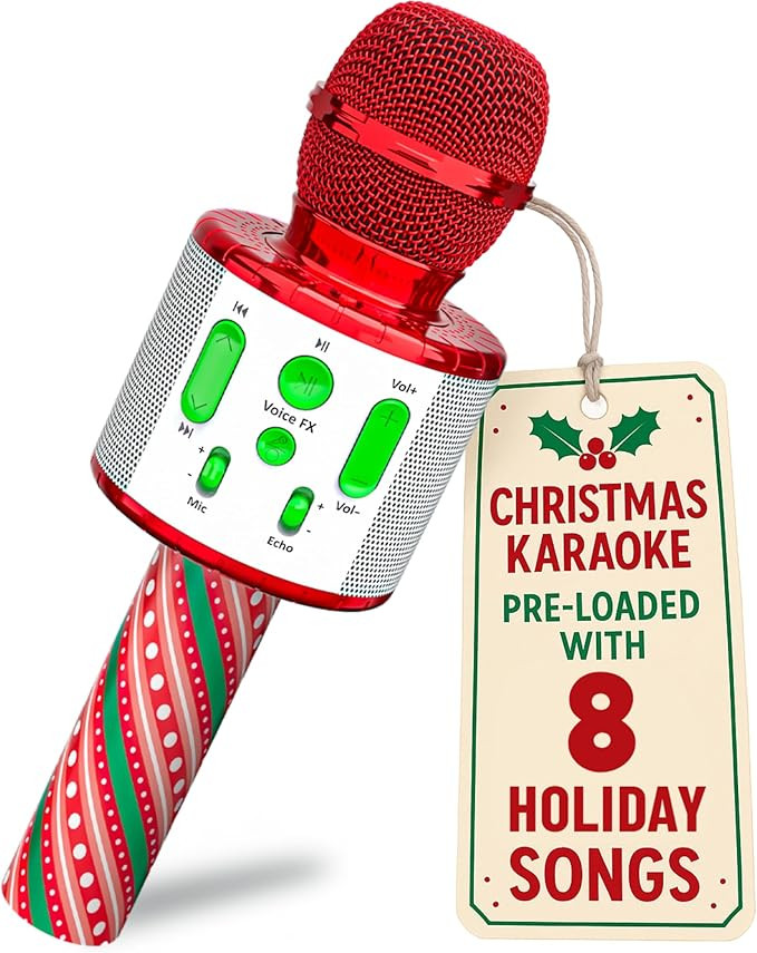 Move2Play, Christmas Karaoke Microphone | Includes Pre-Loaded Songs & Bluetooth | Kids Toy for Al... | Amazon (US)