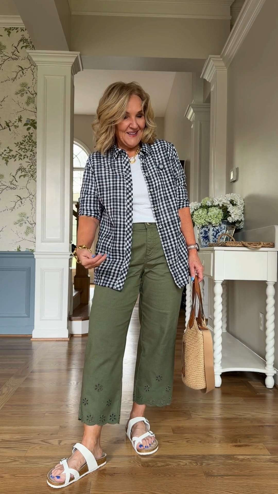 If you want an outfit that feels relaxed but still looks intentional—this is it.
The olive tone pairs beautifully with white, and the eyelet hem gives your look built-in detail. No overthinking needed.

Wearing a medium (top + pants), true to size. I skipped petite for a bit of extra length. Sleeves are easy—just push them up and go.

Perfect for everyday wear, travel, or casual plans when you still want to feel pulled together.

If you’ve already picked up these pants, this is the top that completes them. 🫶🏻 

 #LTKootd #LTKSeasonal #LTKOver40