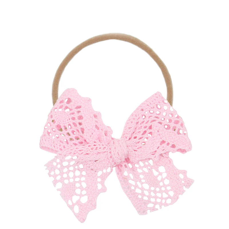 Lace Bow - Bubblegum Crochet Headband | Lou Lou & Company