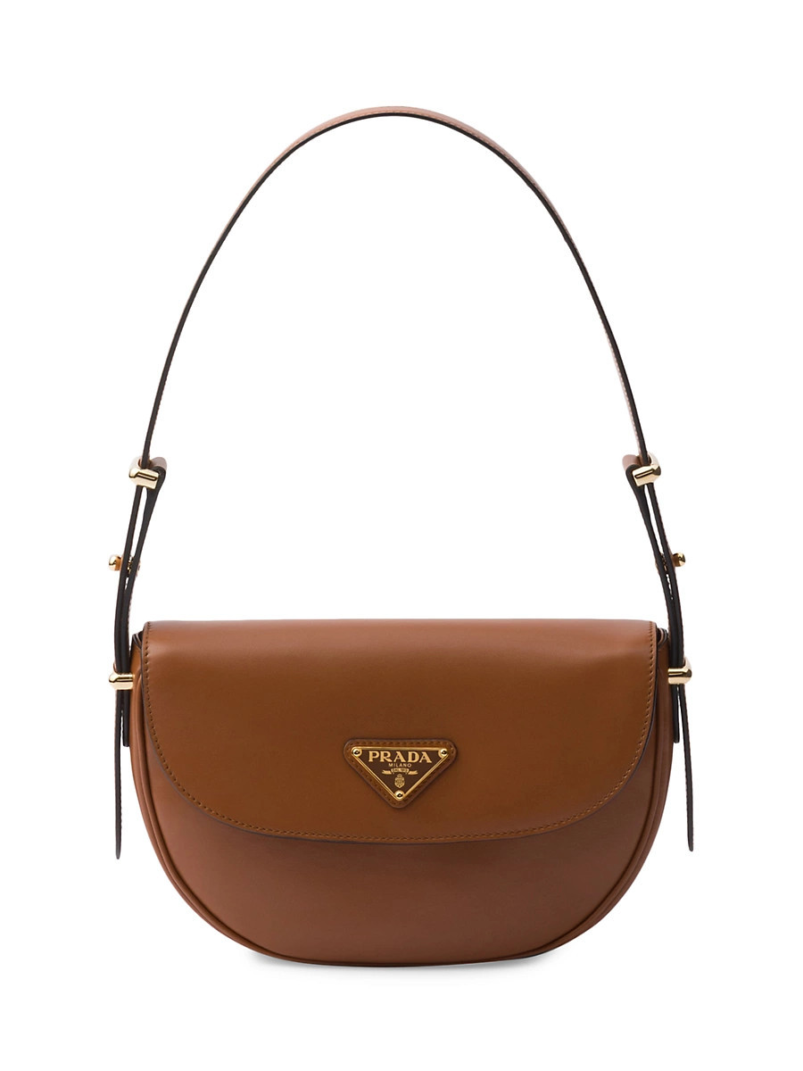 Women's Arqué Leather Shoulder Bag with Flap - Brown | Saks Fifth Avenue