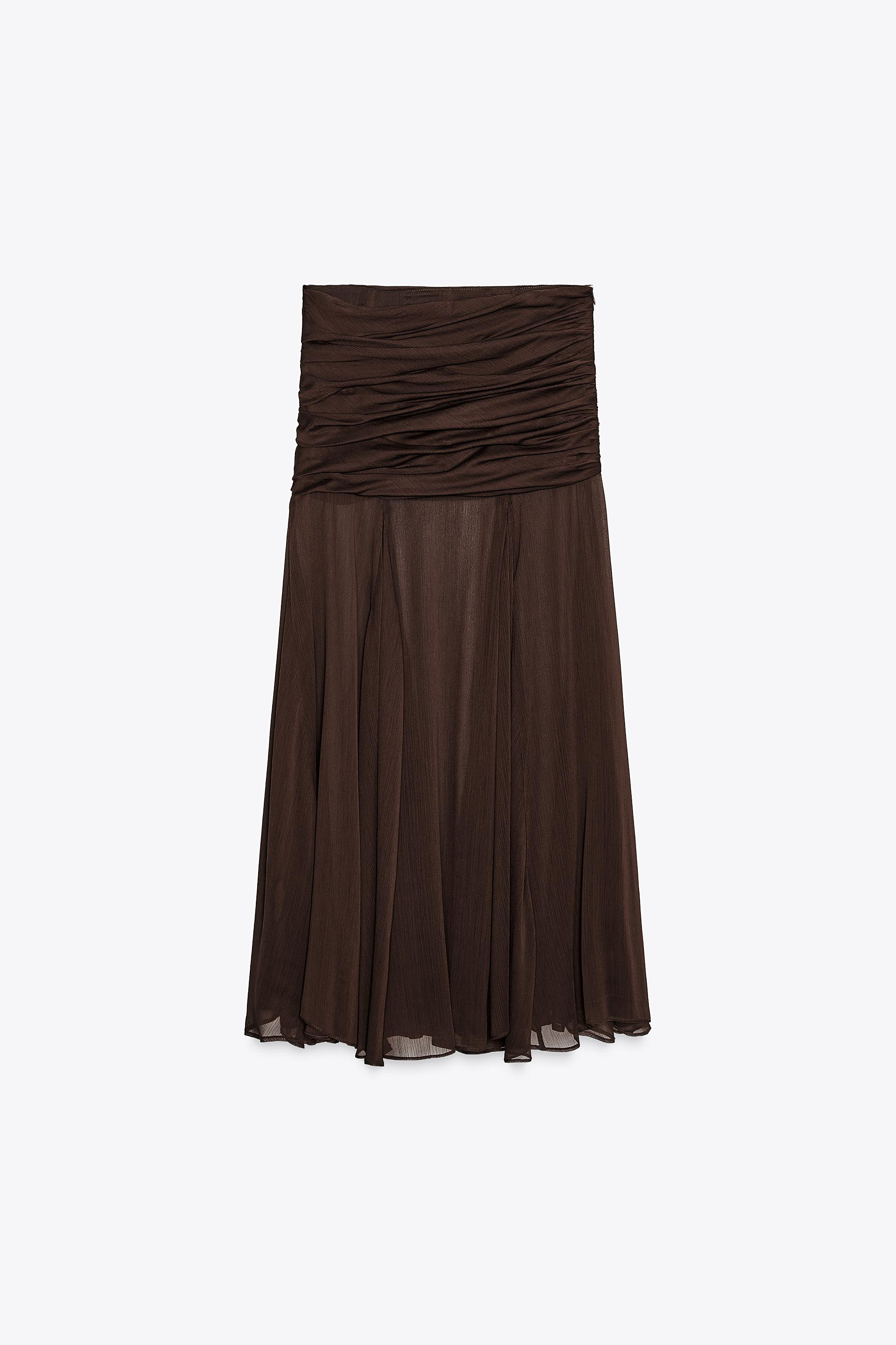 ZW COLLECTION SEMI-SHEER DRAPED SKIRT | Zara US