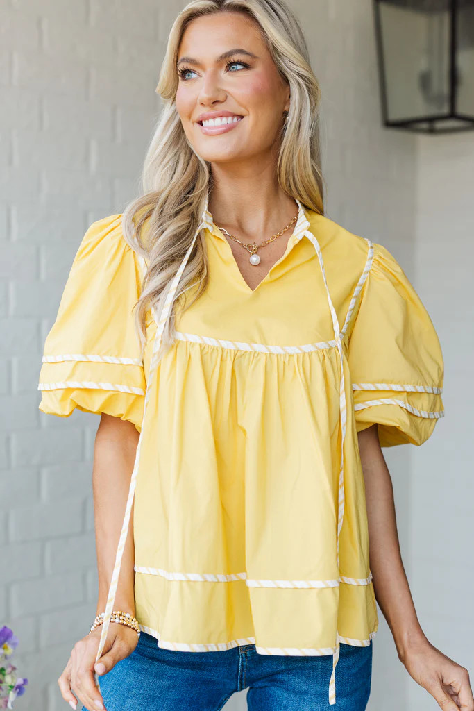 Just Breezing Through Yellow Blouse | The Mint Julep Boutique