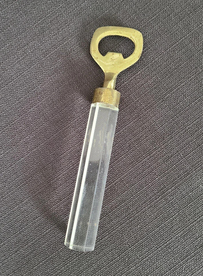 Brass Finish Bottle Beer Soda Opener With Clear Lucite Handle Barware  | eBay | eBay US