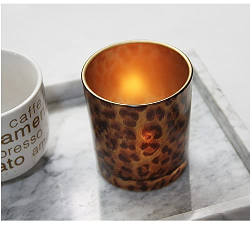 2 Glass Tealight Holder Votive Candle Holder Cups for Christmas Valentines Day Decoration Leopard... | Amazon (US)