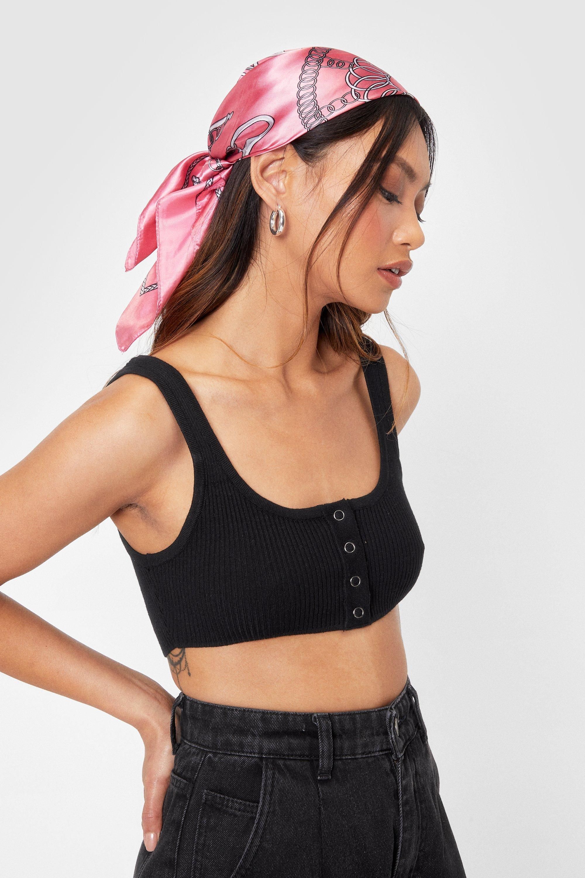 Scarf Print Satin Multiway Headscarf | Nasty Gal (US)