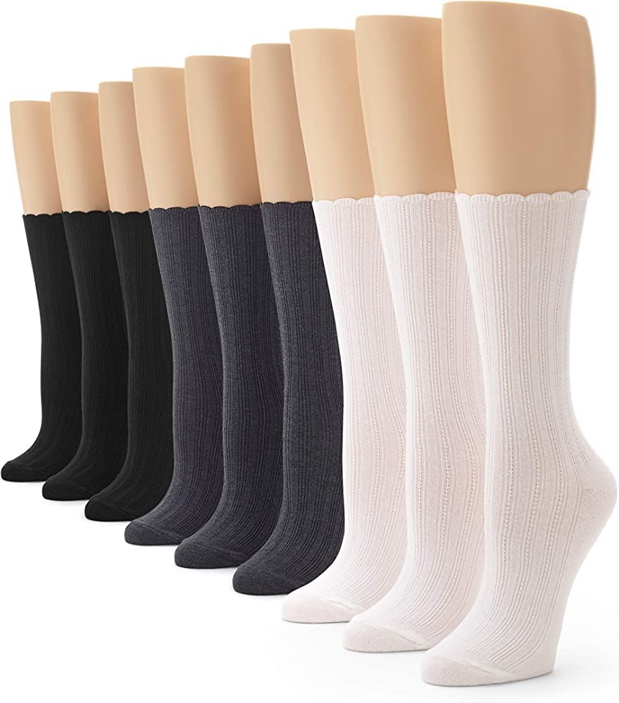 No Nonsense Women's Scallop Pointelle Crew Sock | Amazon (US)