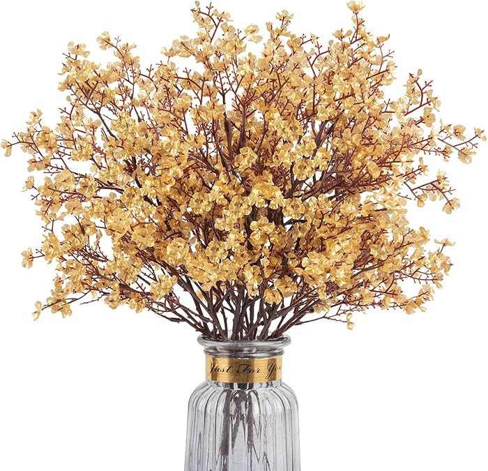 Babys Breath Artificial Flowers, 8 Bundles Gold Real Touch Fake Flowers Silk Flowers for Vase Hom... | Amazon (US)