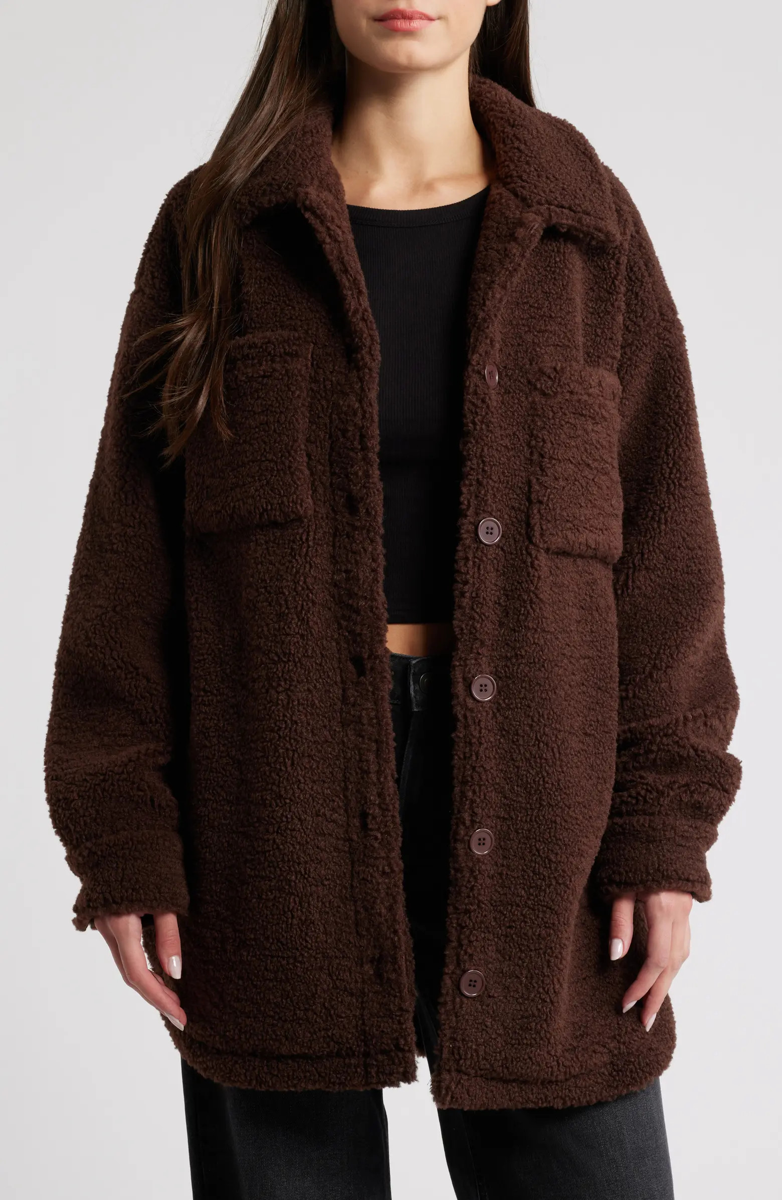 Plaid Fleece Shirt Jacket | Nordstrom