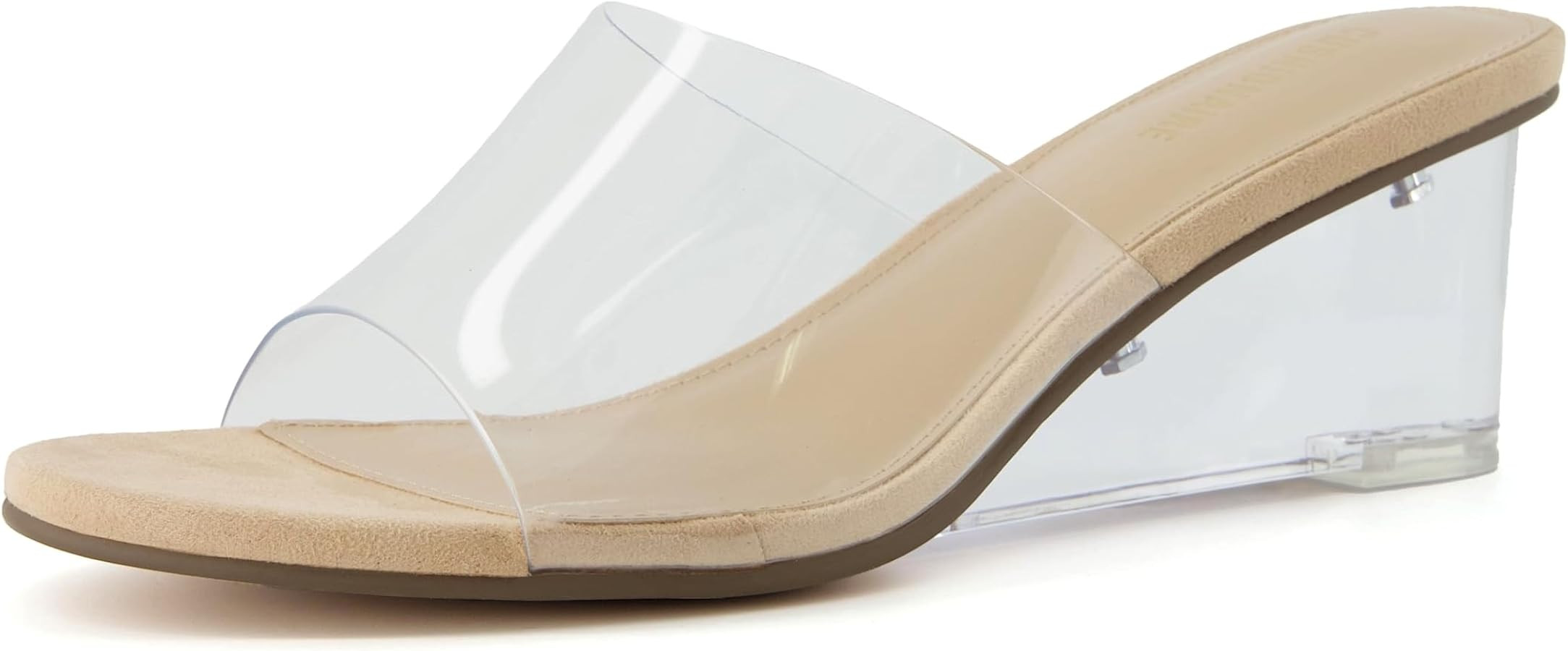 CUSHIONAIRE Women's Gloss Lucite Wedge Heel Mule Sandals +Memory Foam, Wide Widths Available | Amazon (US)