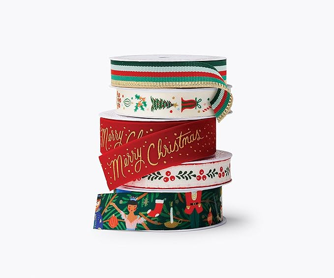 RIFLE PAPER CO. Holiday Ribbon Set of 5 | Decorative Ribbons for Holiday Presents for Friends, Fa... | Amazon (US)