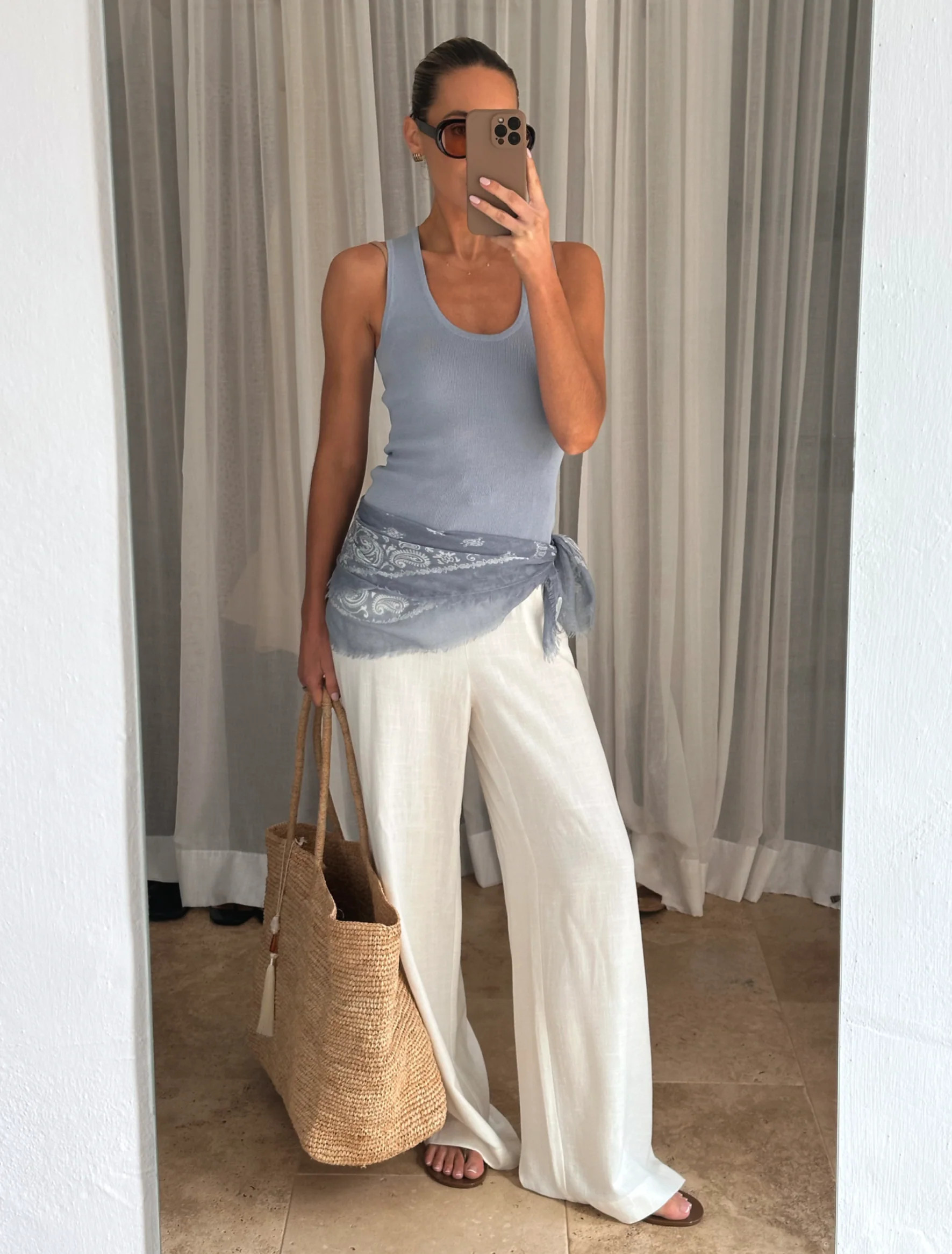 Nessa Drawstring Linen Blend Trousers - White | Pretty Lavish (UK)