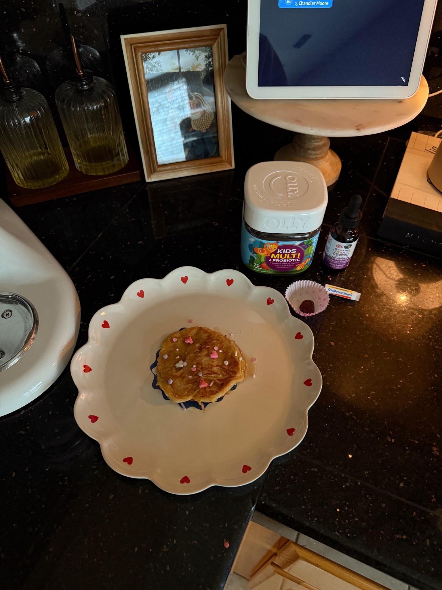 Our 3 year olds daily vitamins and our favorite sick preventative tablets!! They WORK!