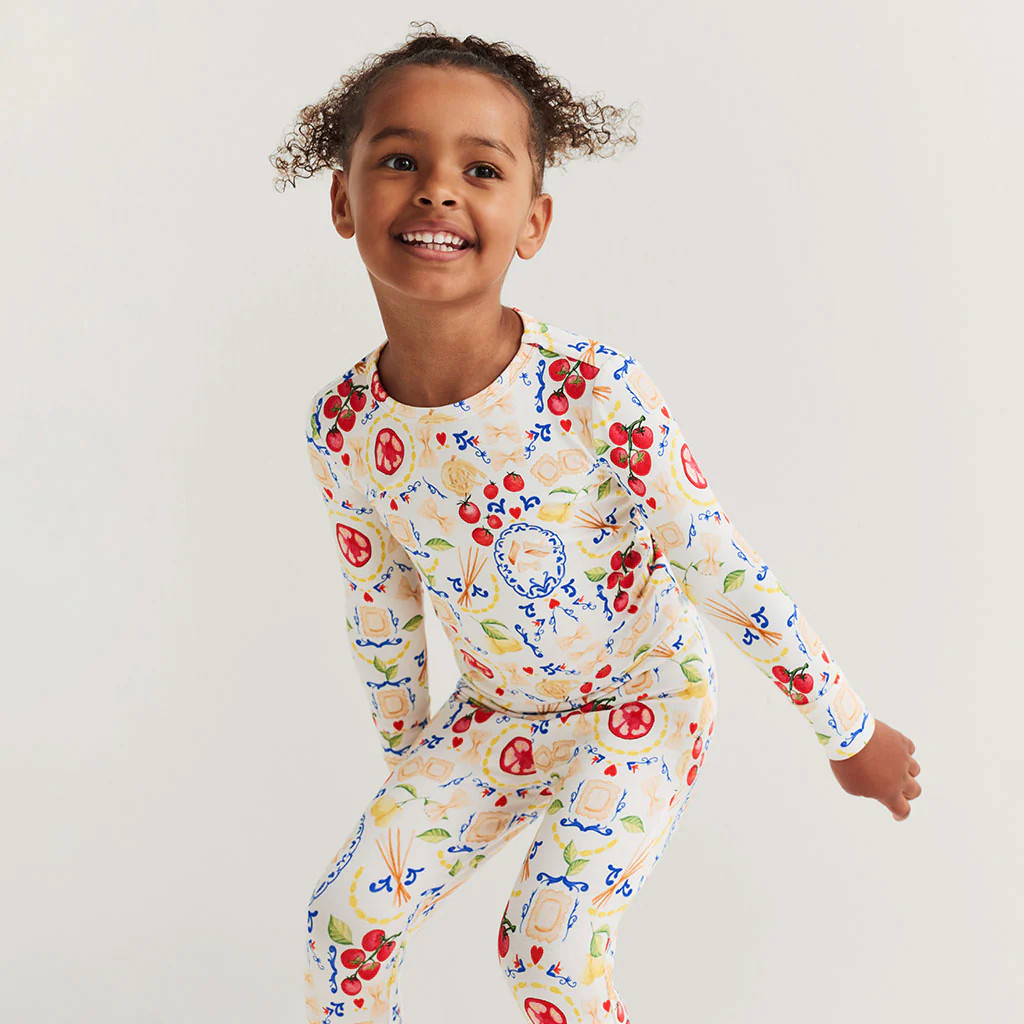 Pasta Red Long Sleeve Toddler Pajamas | Mangia | Posh Peanut