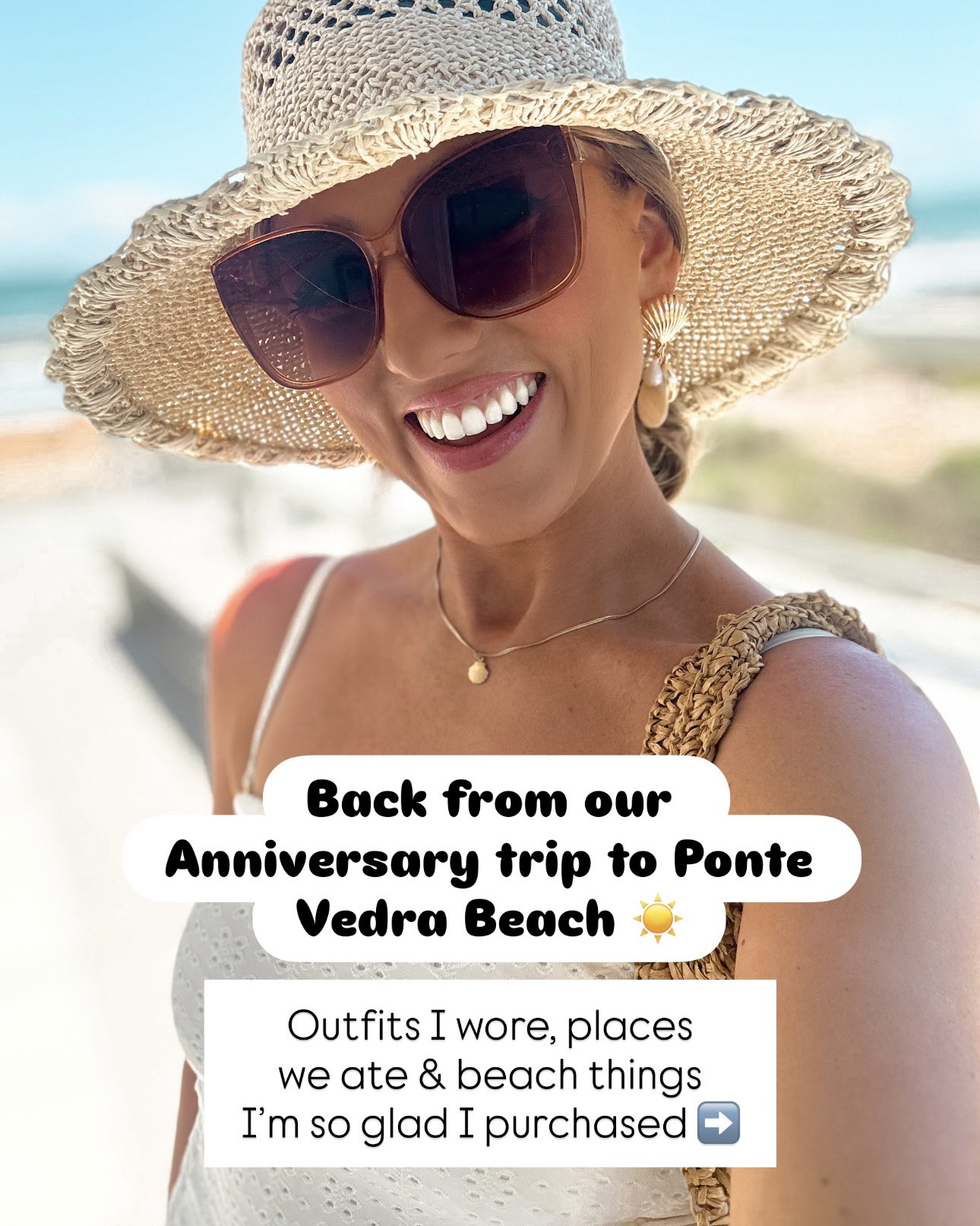 Back from our anniversary trip to Ponte Vedra Beach and already wishing we were back ☀️🌊 Sharing all the outfits I wore, a few of our favorite spots, and the beach essentials I’m so glad I packed 🙌

So many of these looks are head to toe Walmart with a few Amazon accessories mixed in, and I’m telling you… the quality is SO good and everything looks way more expensive than it is ✨ From easy beach day outfits to dinner looks and casual coffee runs, these pieces made packing so simple and versatile

Highlights you girls are going to love:
• The cutest pineapple print dress under $30 🍍
• A flattering one-piece + crochet coverup combo ❤️
• The best comfy sandals with the prettiest shell detail
• Easy throw-on dresses perfect for beach dinners + family photos
• My go-to beach setup + snackle box (a MUST 😂)

Everything runs true to size and is perfect for summer, vacation, and everyday mom life ☀️ Saving all of these because I’ll be wearing them on repeat!

#WalmartFashion #WalmartFinds #AmazonFinds #BeachVacation #PonteVedraBeach #VacationOutfits #SummerStyle #BeachStyle #ResortWear #AffordableFashion #MomStyle #CoastalStyle #OOTD #TravelStyle #BeachEssentials #FamilyVacation #StyleOnABudget

#LTKootd #LTKTravel #LTKSwim
