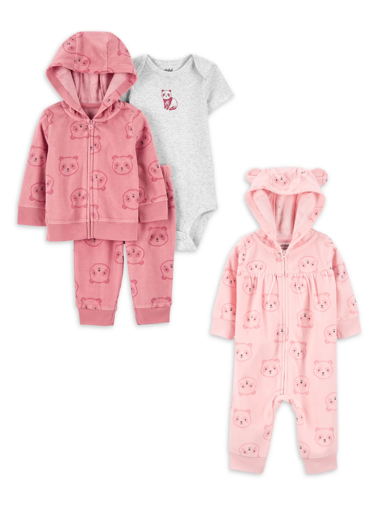 Carter's Child of Mine Baby Girl Cardigan, Bodysuit & Pant Outfit Set with Jumpsuit, 4-Piece Set,... | Walmart (US)