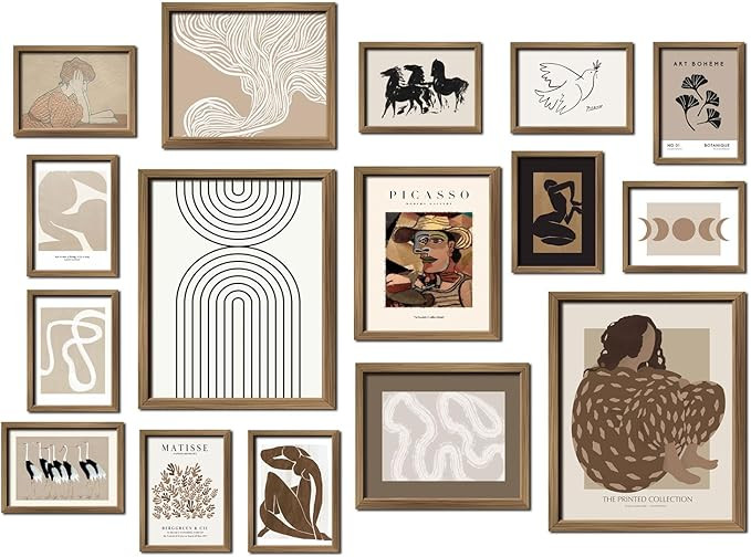 ANERZA 16 PCS Boho Eclectic Wall Art Decor, Abstract Gallery Wall Collage Kit Prints for Bedroom ... | Amazon (US)