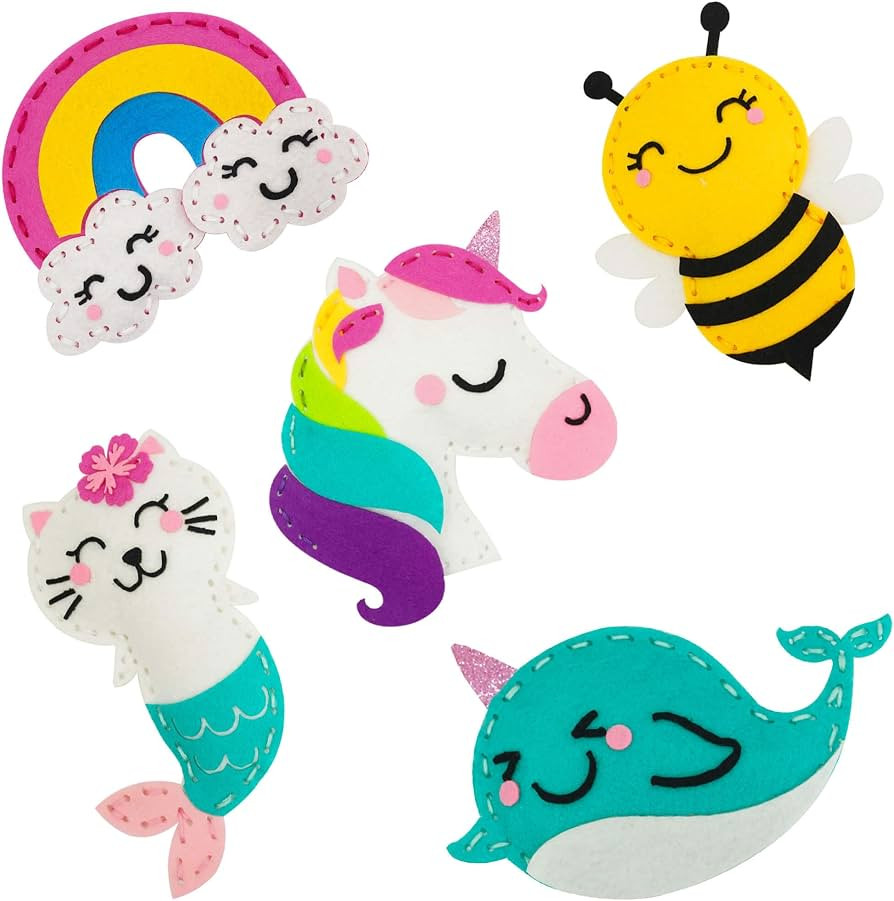 Cymbana Kids Sewing Kit Make Your Own Creative Felt Plush Animals Toy Craft Art Set for Beginners... | Amazon (US)