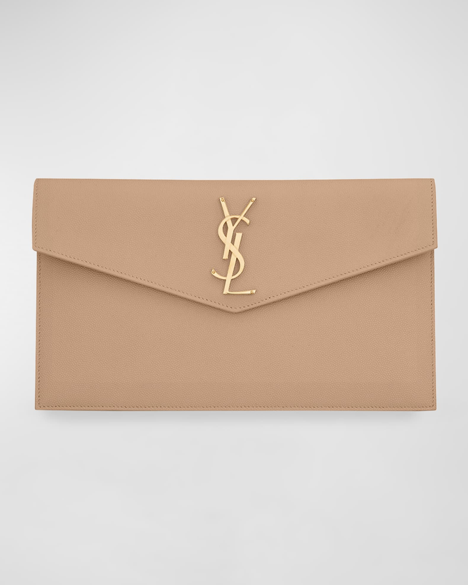 Saint Laurent Uptown Medium YSL Monogram Grain de Poudre Pouch Bag | Neiman Marcus
