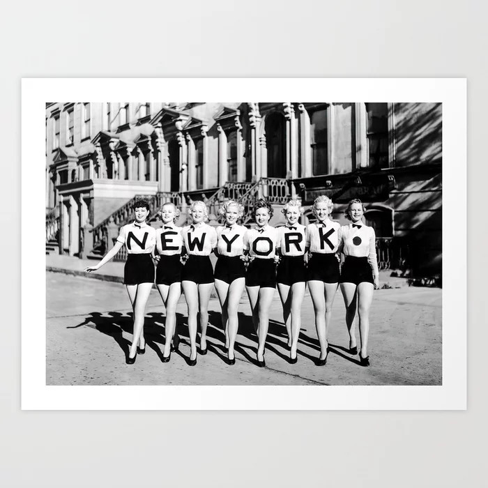 New York Chorus Girls, Black and White Vintage Art Art Print | Society6