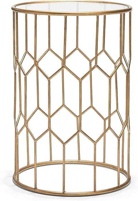 Serta Harper Accent Side Table with Stylish Gold Frame, Round 16" Glass Top, Brushed MetalBase, M... | Amazon (US)