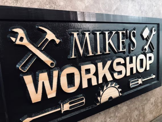 Personalized Workshop sign Fathers day gift for dad Custom Workshop name signs for Wood shop gara... | Etsy (US)
