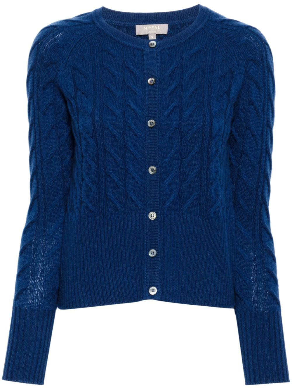 N.Peal cable-knit cashmere cardigan - Blue | Farfetch Global