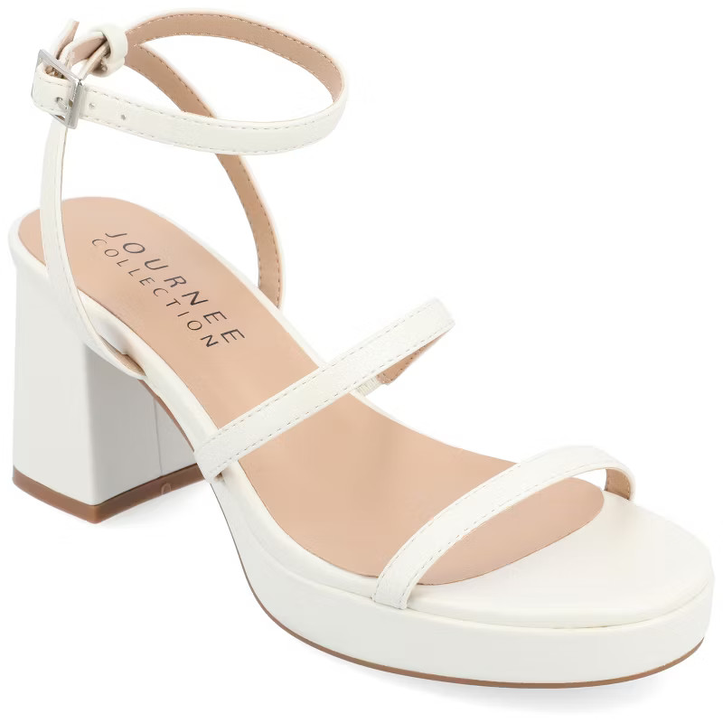 Journee Collection Womens Samilee Metallic Vegan Leather Platform Sandals | Target