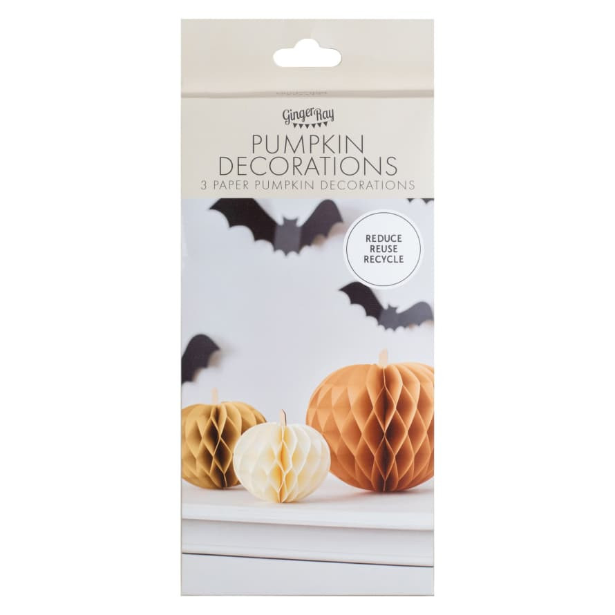 Halloween Paper Honeycomb Pumpkins : Set of 3 | Trouva (Global)