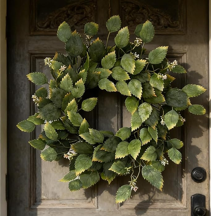 26" Green Hibiscus & Eucalyptus Leaf Wreath for Front Door - Large Artificial Greenery Outdoor Wr... | Amazon (US)