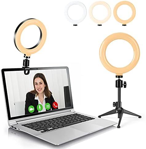 Video Conference Lighting Kits, 6” LED Selfie Ring Light with Tripod Stand, Clip on Laptop Moni... | Amazon (US)