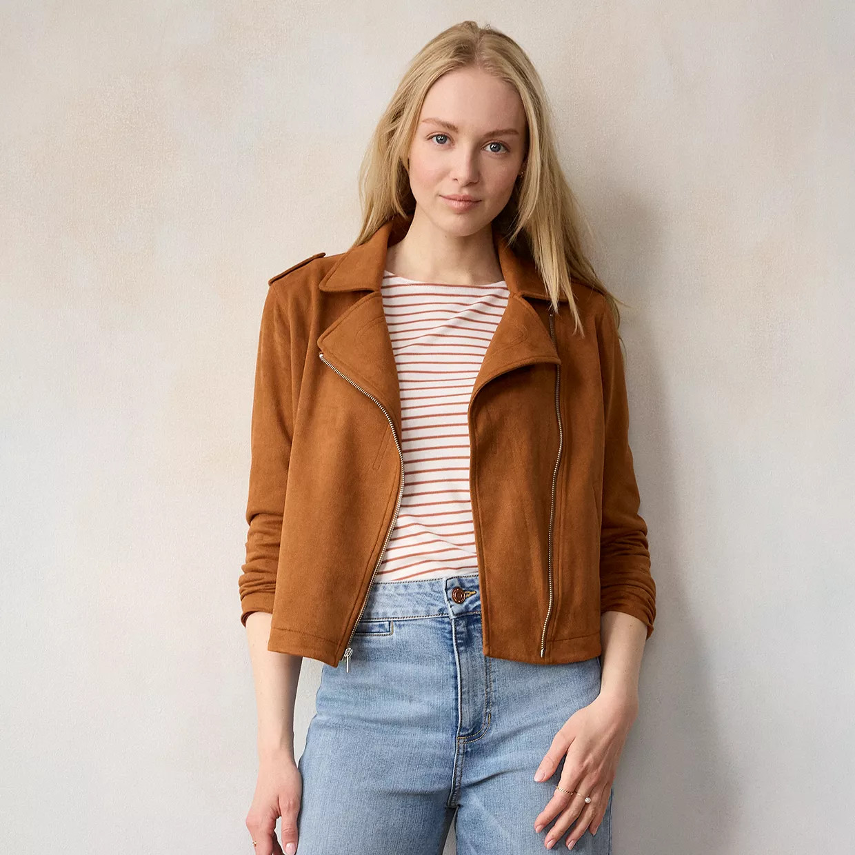 Women's LC Lauren Conrad Suede Moto Jacket | Kohl's
