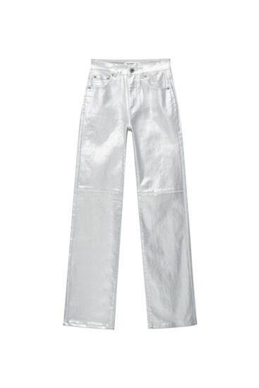 Straight fit metallic trousers | PULL and BEAR UK