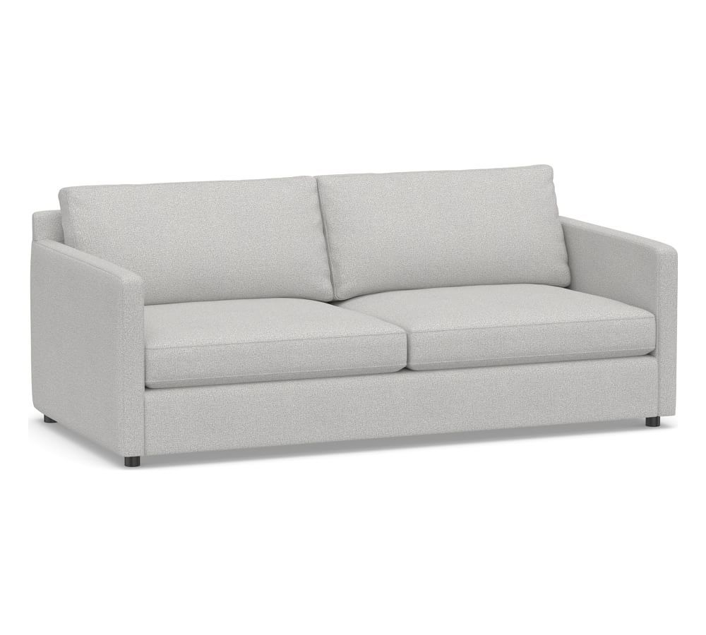 Pacifica Square Arm Upholstered Sofa 79.5", Polyester Wrapped Cushions, Park Weave Ash | Pottery Barn (US)
