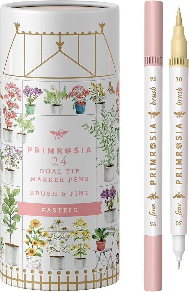 Primrosia 24 Pastel Dual Tip Markers, Fine Tip and Brush Pens. Perfect for art, illustration, dra... | Amazon (US)