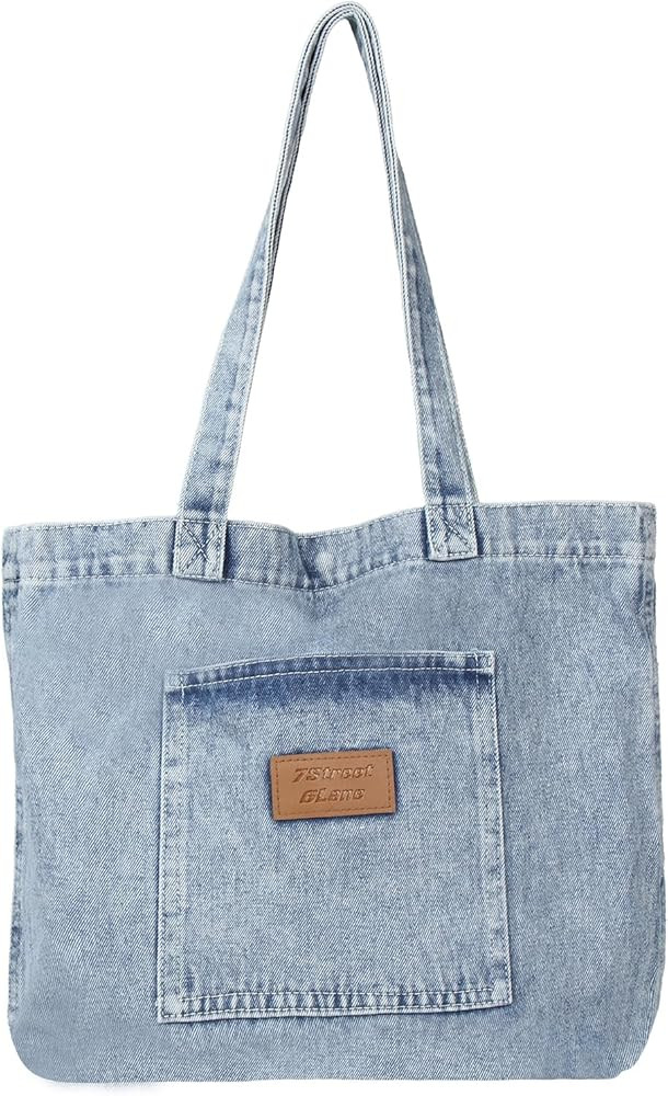 Denim Tote Bag for Women-Shoulder Handbag Perfect for Work Shopping,Hobo Bag | Amazon (US)