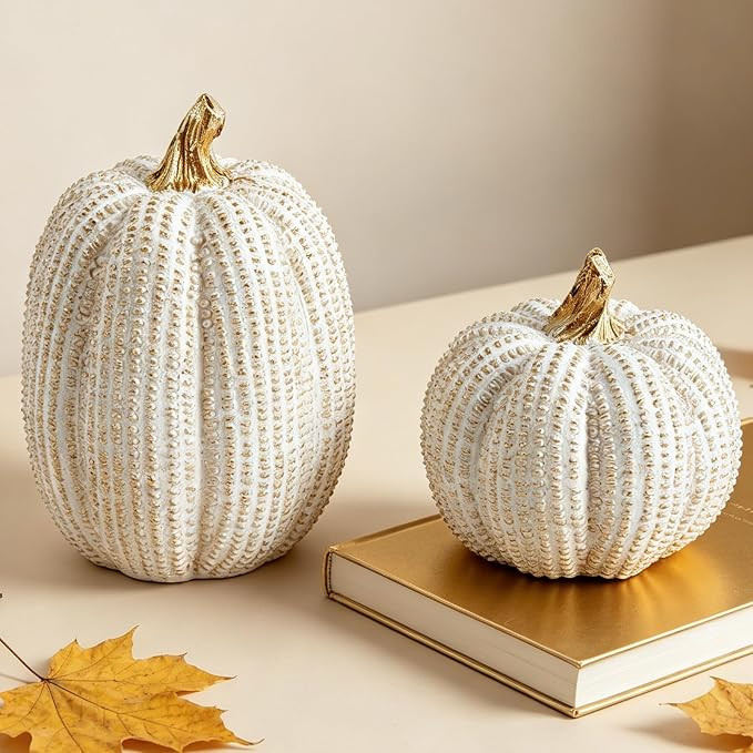 DN DECONATION Fall Thanksgiving Pumpkin Decor for Home Table Decor, 2 PCS | Fake Pumpkin Figurine... | Amazon (US)