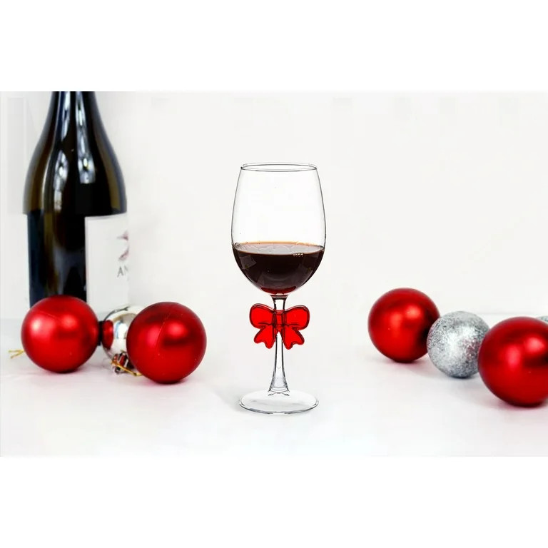 Red Wine Glass with Bow 15.5 OZ Holiday Time | Walmart (US)