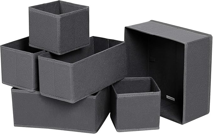 SONGMICS Drawer Organizers, Dresser Dividers, Set of 6, Foldable Fabric Storage Boxes for Socks, ... | Amazon (US)