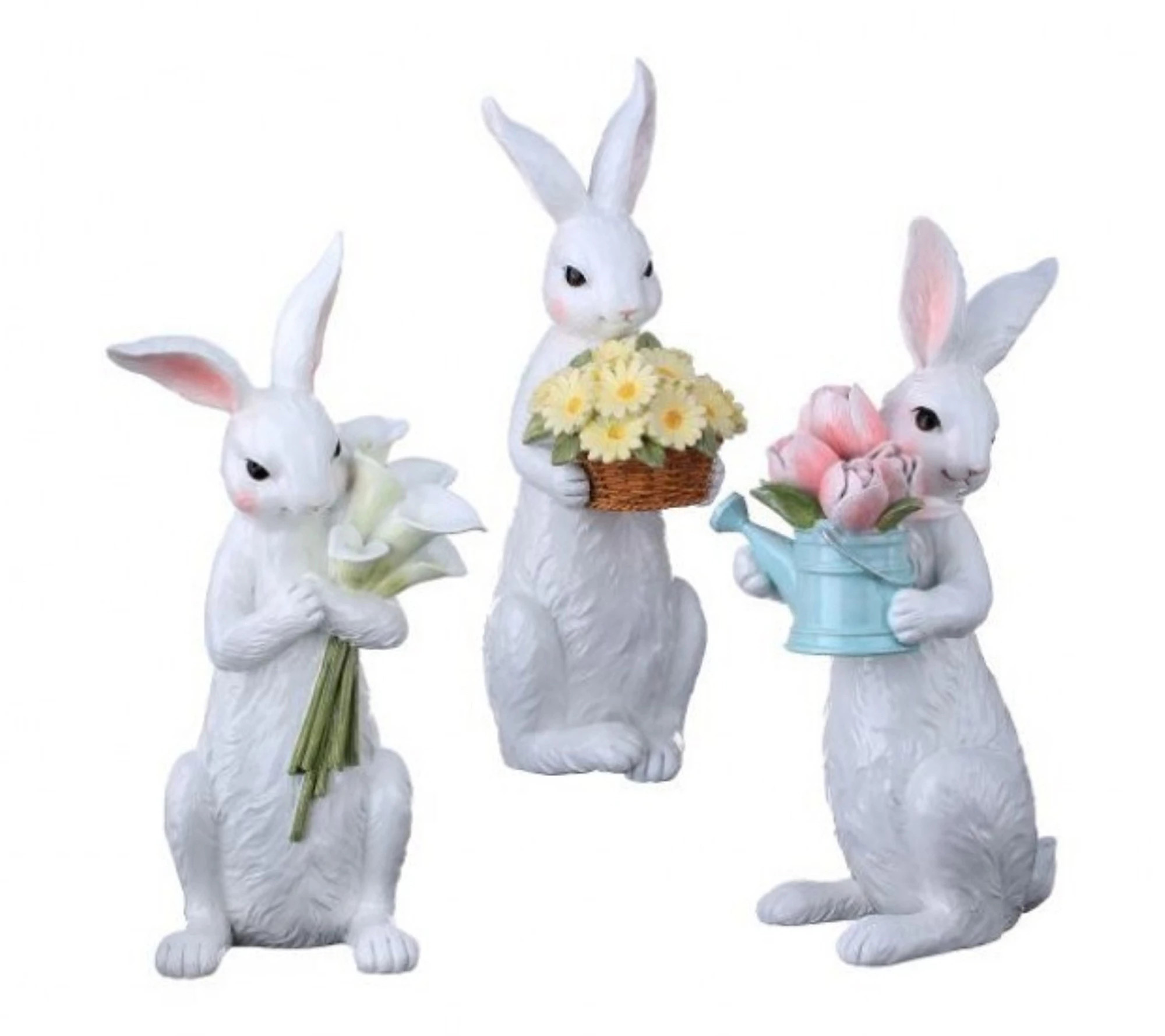RC Home Decor- 11.5"" Easter Bunny Figurine Set with Flowers | QVC