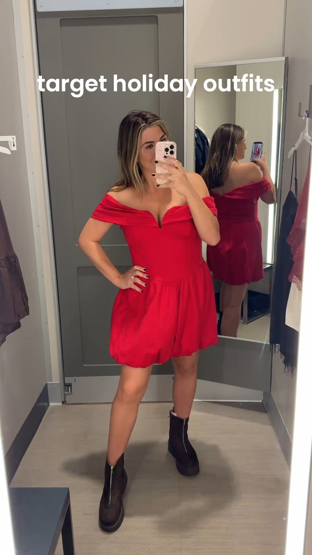 Happy @target Tuesday 🎯 Target is crushing it with the holiday fits ✨🎄Velvet, sequins, bubble skirts and all the sparkles a girl could ask for 😍 which look is your fave? @targetstyle 

#LTKSaleAlert #LTKHoliday #LTKFindsUnder100