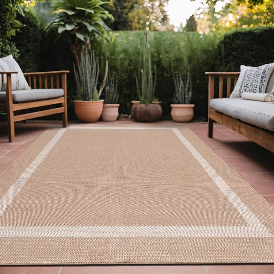 Luul Home Bordered Outdoor Rug 8x10 Washable Outside Carpet for Indoor Patio Porch Waterproof Eas... | Amazon (US)