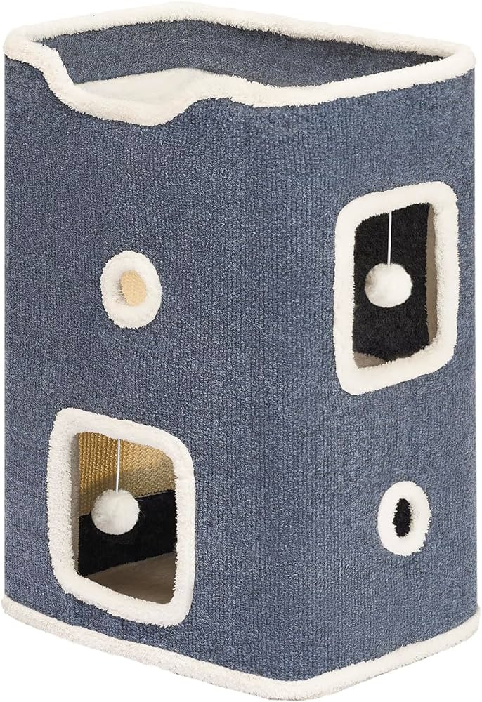 Cat Beds for Indoor Cats, Upgraded Wide Cat House & Condo, 2-Story Cat Bed Cave with Stable Frame... | Amazon (US)