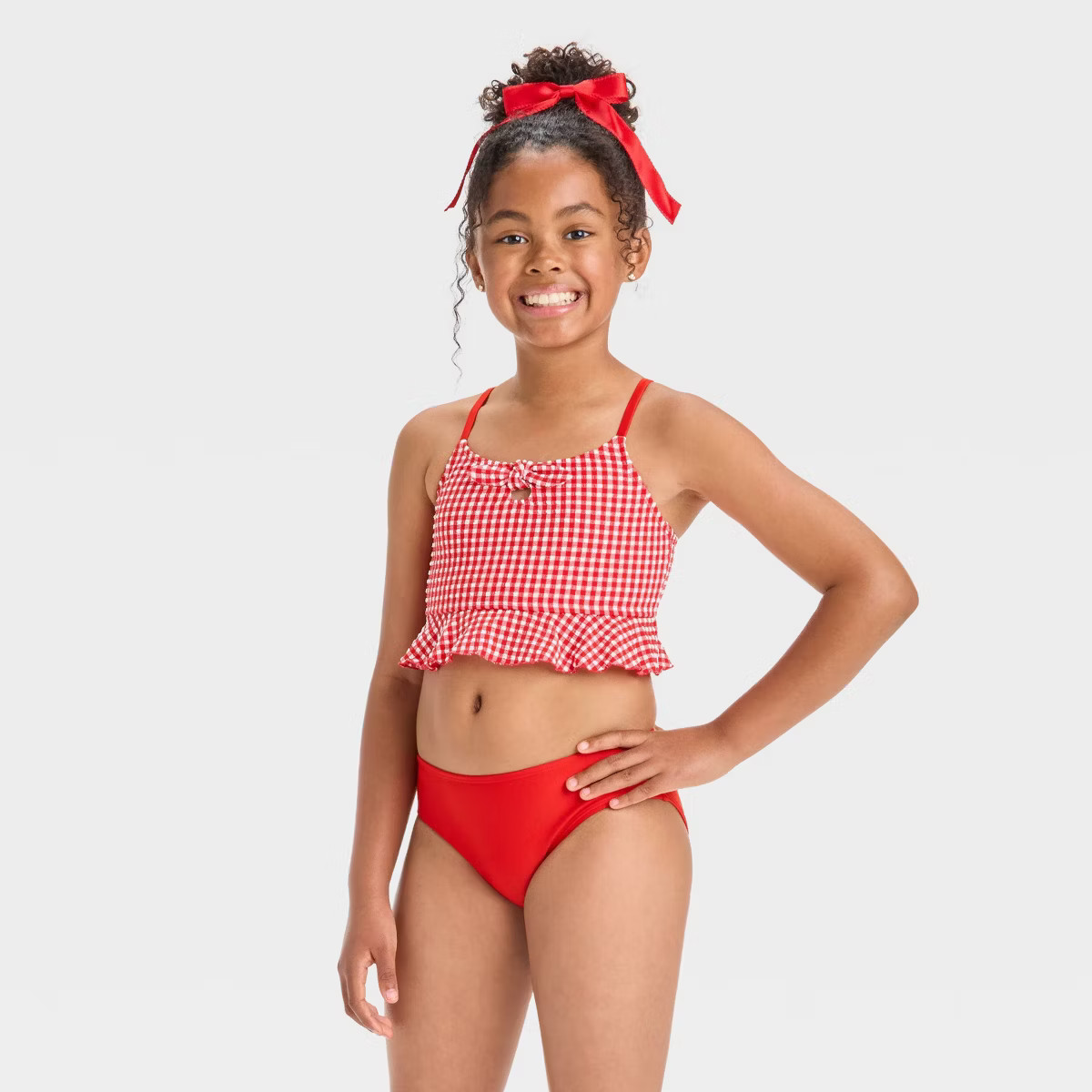 Girls' Americana Puff Gingham Bikini Set - Cat & Jack™ S | Target