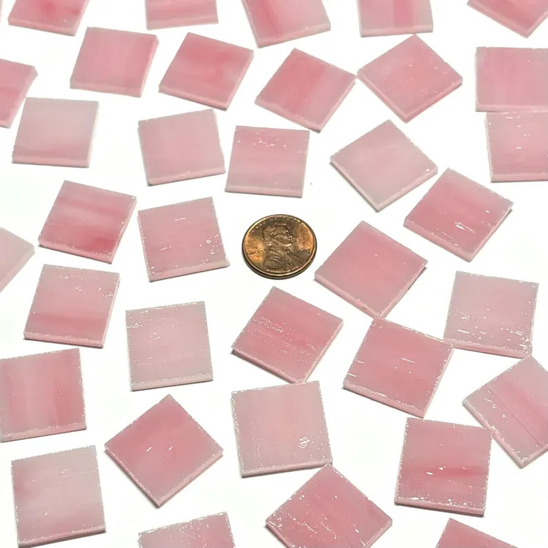 3/4" Opaque Pink Stained Glass Mosaic Tiles - Etsy | Etsy (US)