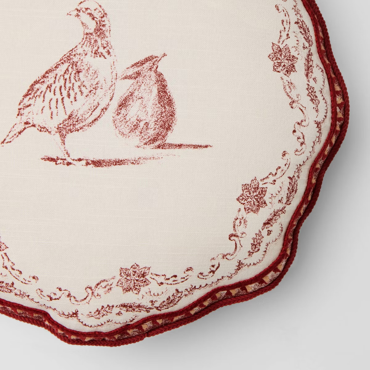Cream and Burgundy Partridge Pillow - 16"R x 2"D - Threshold™ designed with Studio McGee | Target